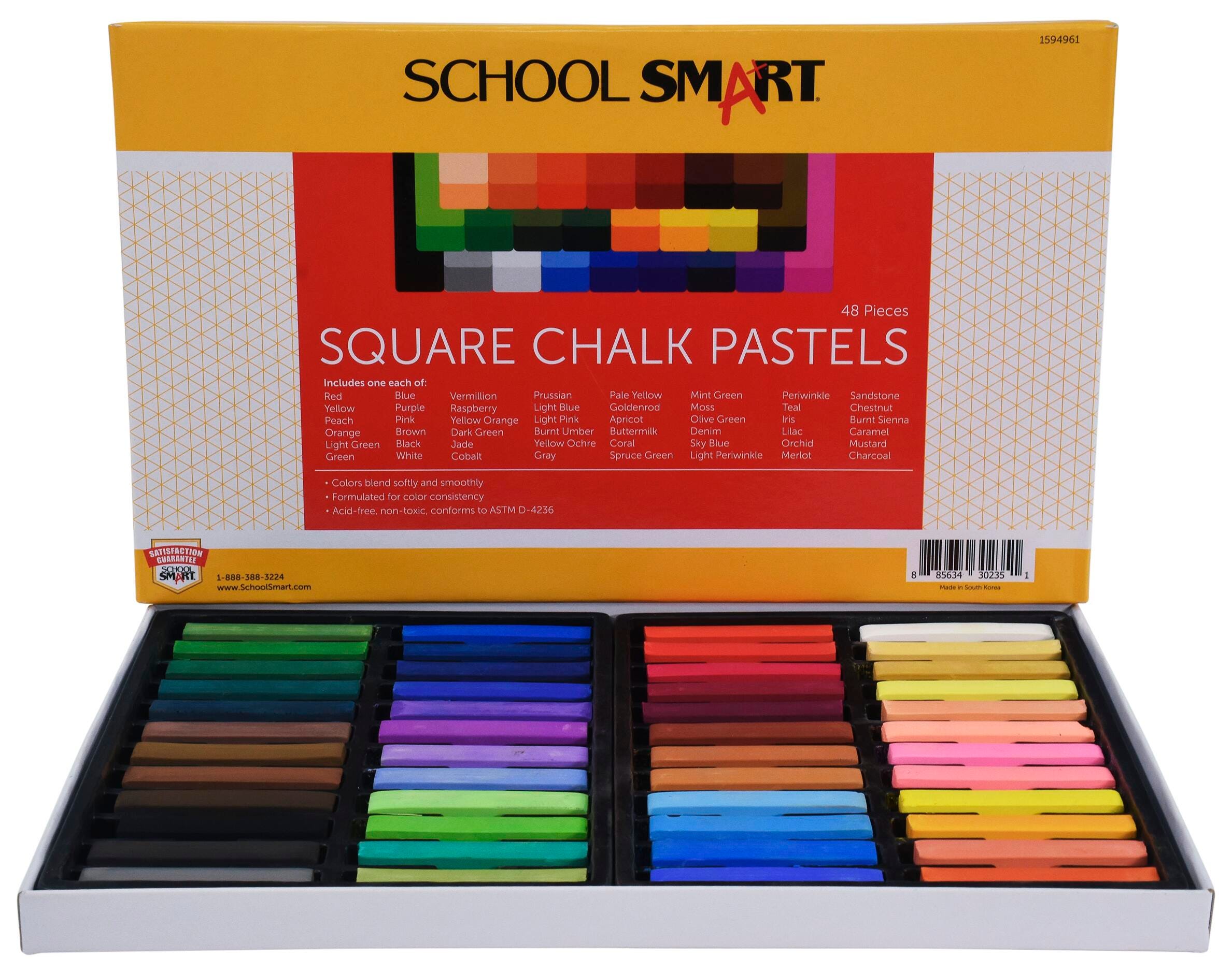 School Smart Chalk Pastels, Assorted Colors, Set of 48 1594961